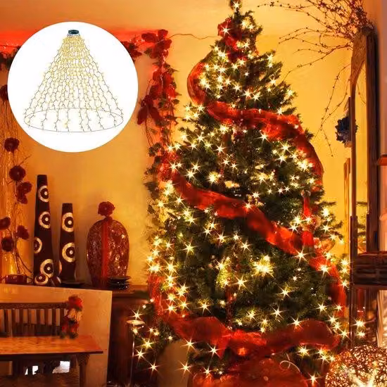 Illuminazione LED per albero di Natale Azomor® con 400 luci, 16 fili e 8 modalità di illuminazione per interni ed esterni