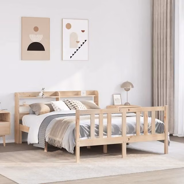 Giroletto con Testiera 135x190 cm in Legno Massello di Pino