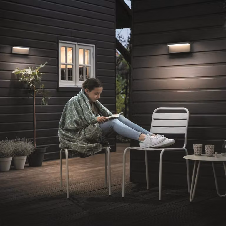 Philips Applique da esterni a LED Bustan, Nero, Alluminio, Moderno, Applique LED da esterni