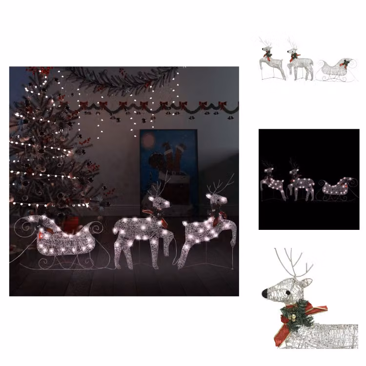vidaXL decorazione natalizia renne e slitta 60 LED Outdoor Golden - Luci di Natale