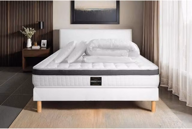 Pacchetto letto completo - Materasso 180x200cm + Box spring con doghe (kit) + 2 cuscini + Piumino - Superior