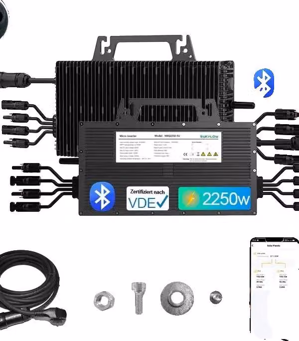 Micro inverter, Wi-Fi integrato, compatibilità versatile, nero, 220-240V, 16-60V