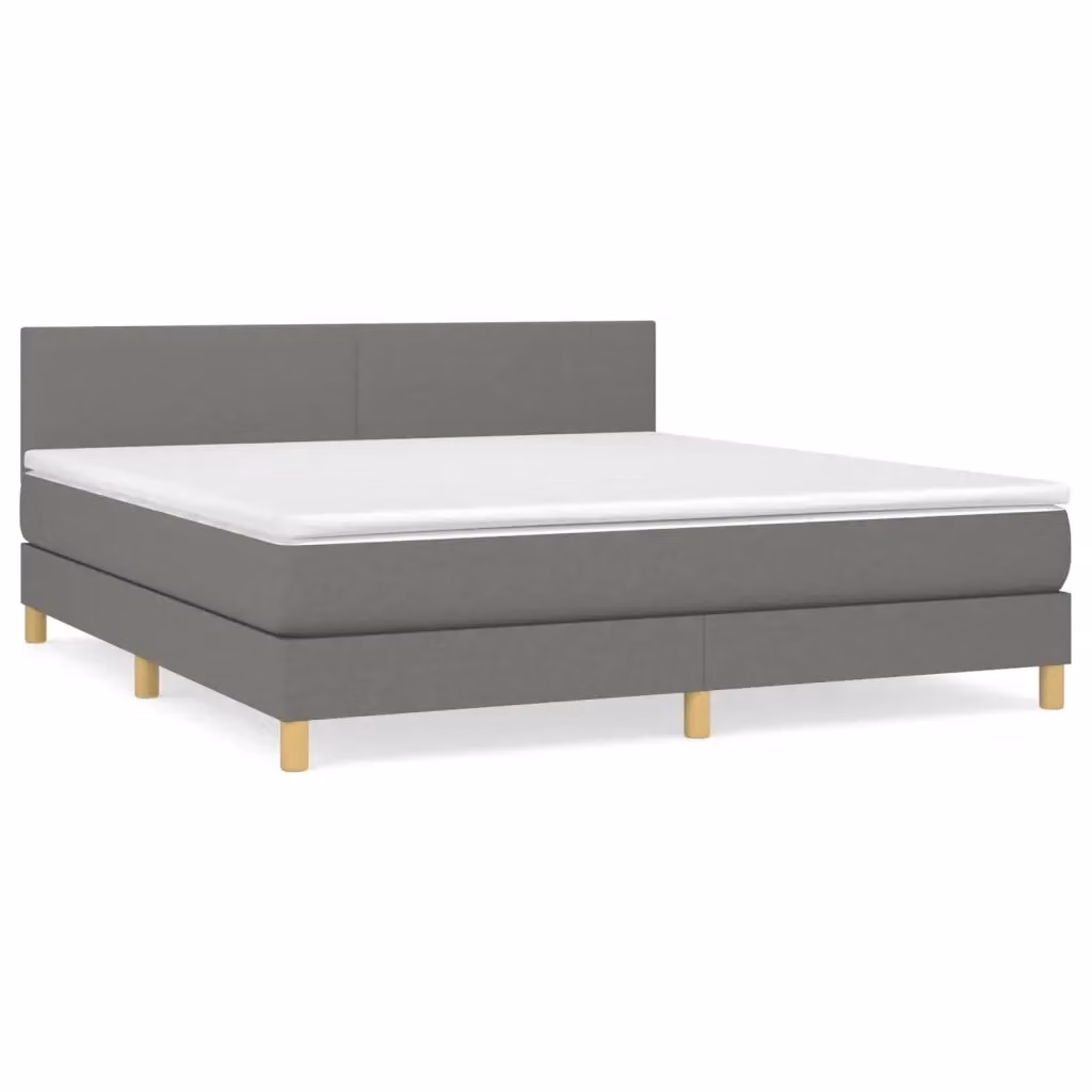 Letto Ibrido con Giroletto a Molle e Materasso vidaXL in Tessuto Grigio e Bianco L/P/H: 160 x 200 x 88 cm – 2