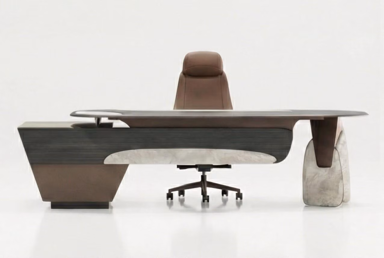 Scrivania da ufficio, lusso, marrone scuro, design moderno