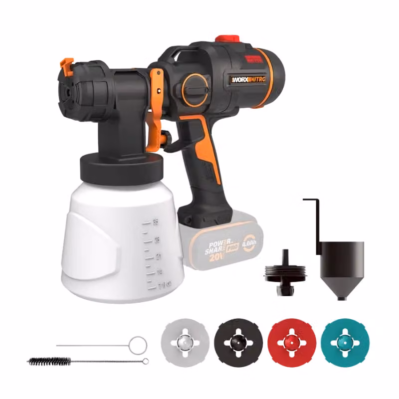 Spruzzatore elettrico brushless Worx WX020.9 20V con serbatoio da 1000 ml per verniciatura di pareti, lacche, impregnanti e vernici, multicolore – 2