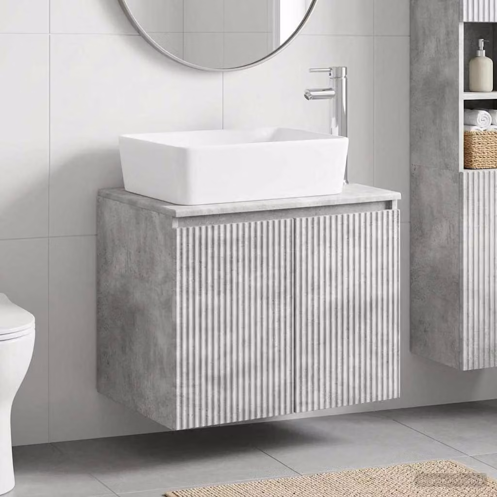 Set di mobili da bagno sospesi vidaXL in stile moderno, colore grigio, in MDF e materiale composito