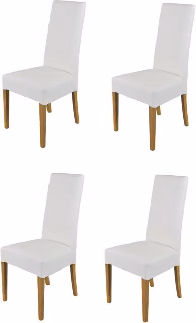 Set 4 sedie Luisa Tommychairs in faggio color rovere, seduta e schienale rivestiti in pelle artificiale bianca