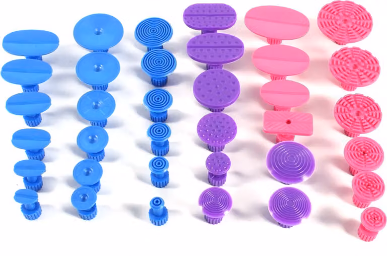 Kit per la riparazione delle ammaccature dei veicoli / set di attrezzi da 36 pezzi - inclusi 18 punti di trazione blu, 10 rossi e 8 viola