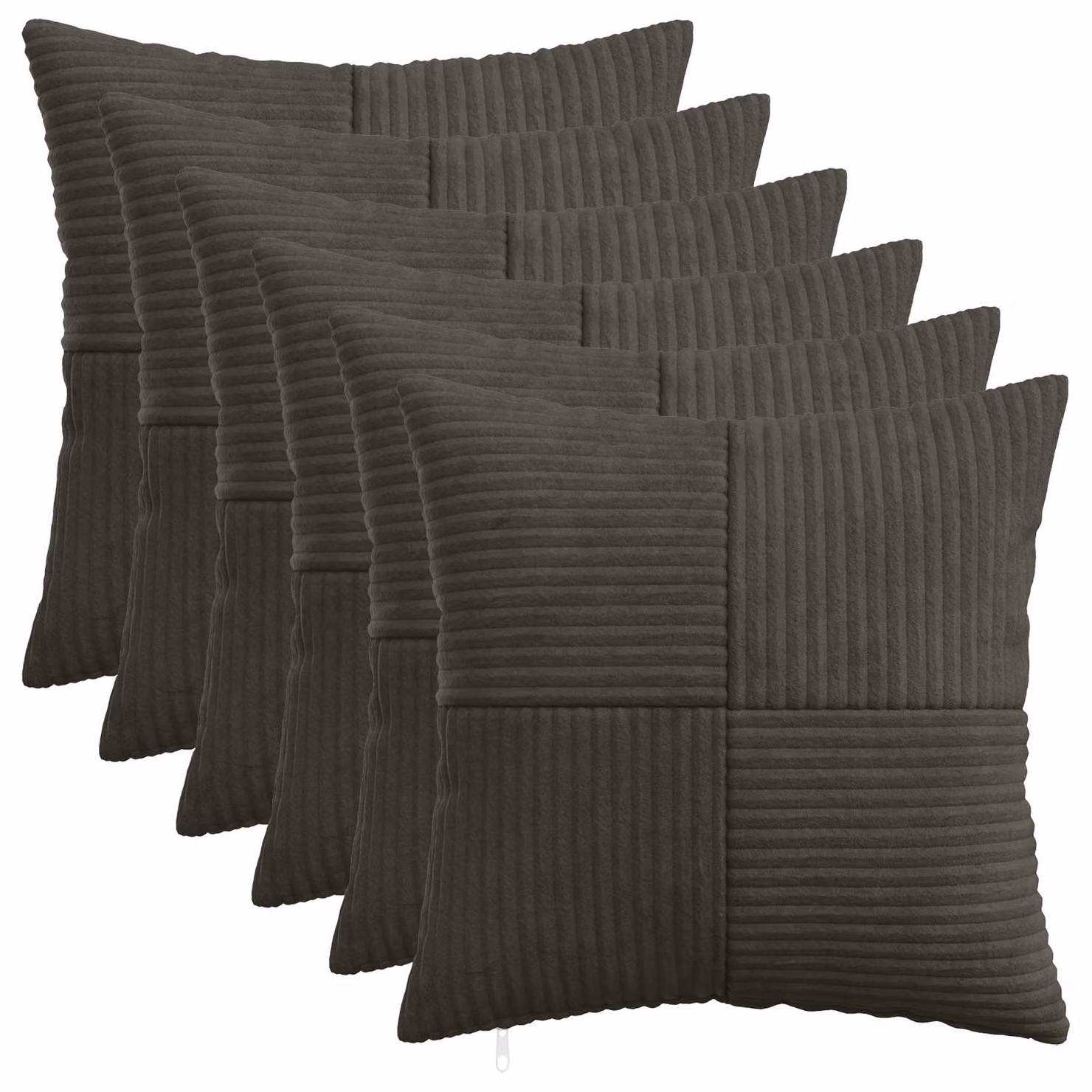 Set di 6 federe vidaXL ALMELO in velluto a coste, colore antracite, 35 x 35 cm