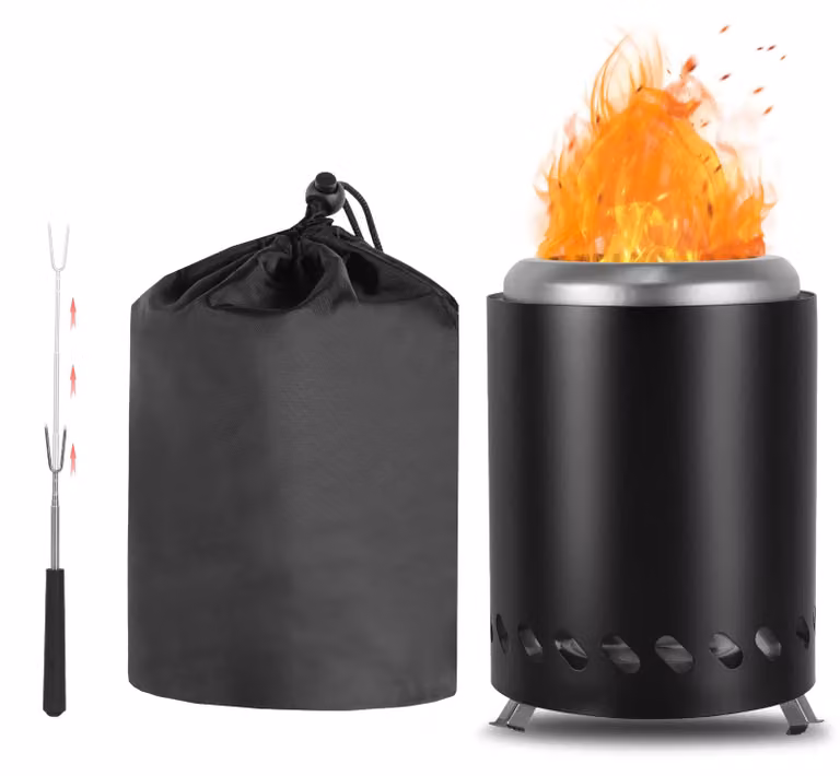 Braciere portatile - Acciaio inossidabile nero - 14x14x19,5 cm. Compatto, rotondo, dal design moderno, ideale per l'uso esterno