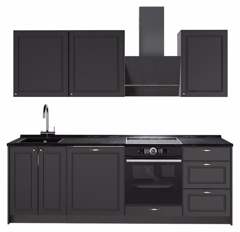 Cucina componibile Vicco Fame-Line Oro-antracite rustico/Antracite 230 cm senza piano di lavoro, Model 63951