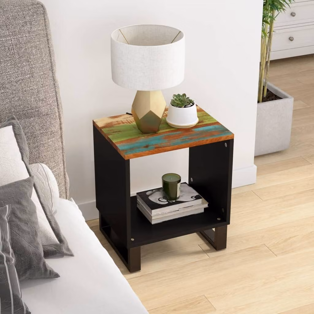Maison Exclusive - Tavolino 40x31x46 cm, realizzato in legno massello e legno ingegnerizzato, con finitura in legno di recupero