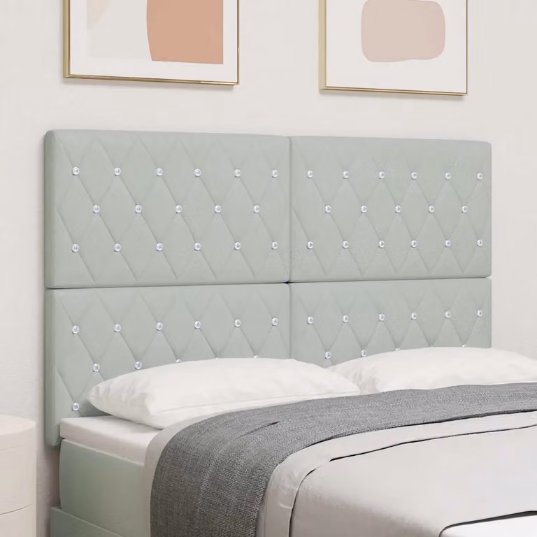 Testiera per letto con illuminazione LED vidaXL in velluto grigio chiaro, larghezza 160 cm