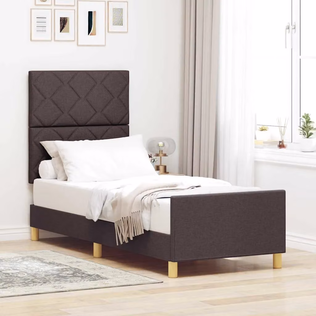 Struttura del letto moderna vidaXL in legno e tessuto marrone L 200 x L 80 cm – 1