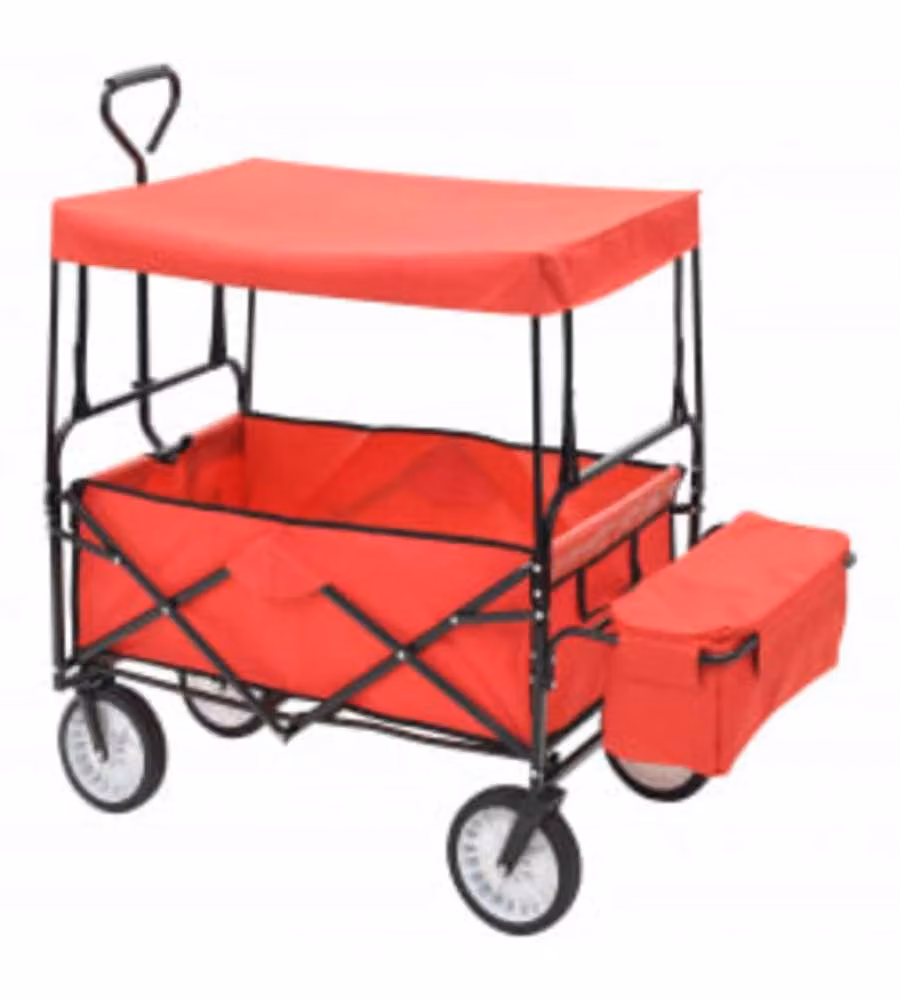 vidaXL Carrello Pieghevole a Mano con Tettuccio in Acciaio, Rosso e Grigio, L/P/H: 119 x 54 x 16 cm – 2