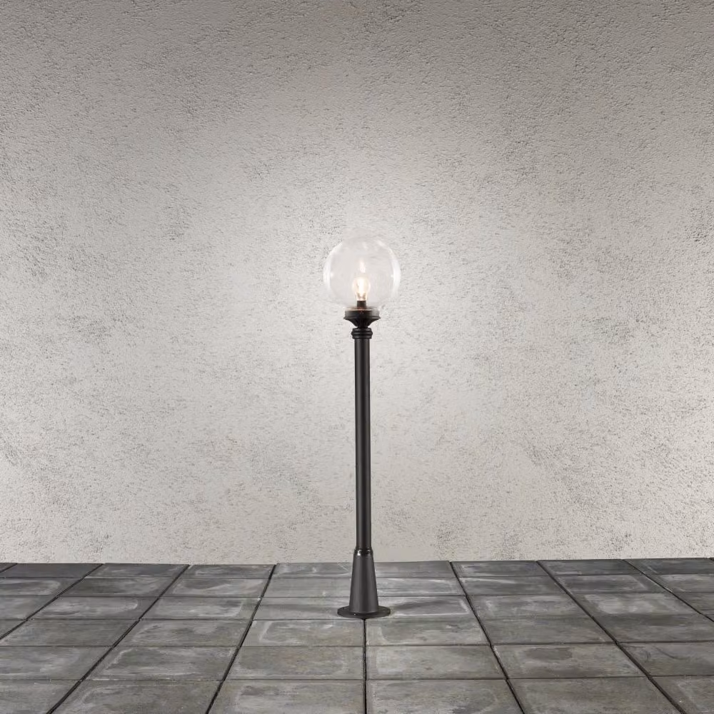Lampada da vialetto Konstsmide Orion in alluminio verniciato nero con vetro acrilico trasparente, con palo Persius incluso