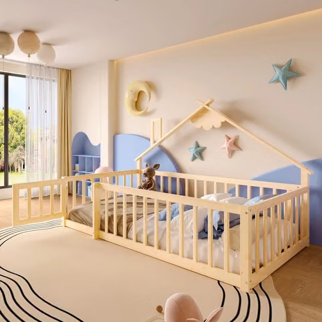 letto per bambini in pino naturale 90 x 190 cm