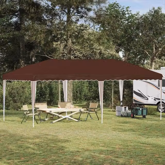 Gazebo pop-up DESIGN IN per feste, colore marrone, L: 575 cm, P: 290 cm, H: 245 cm