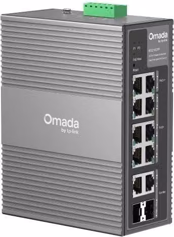 Switch di rete gestito TP-Link Omada IES210GPP Gigabit Ethernet con supporto PoE, guida DIN, grigio – 1
