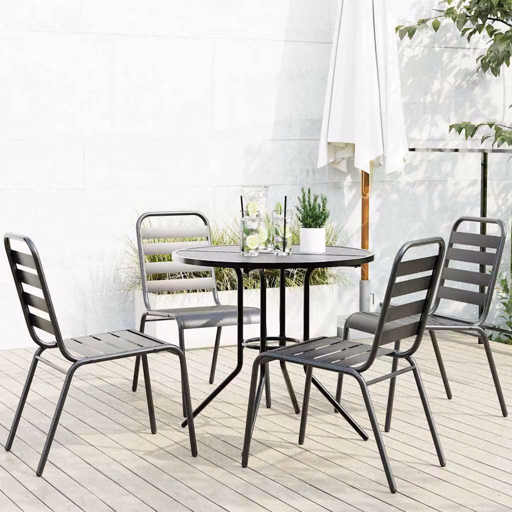 Set di 5 sedie da giardino impilabili vidaXL in acciaio verniciato antracite – 1