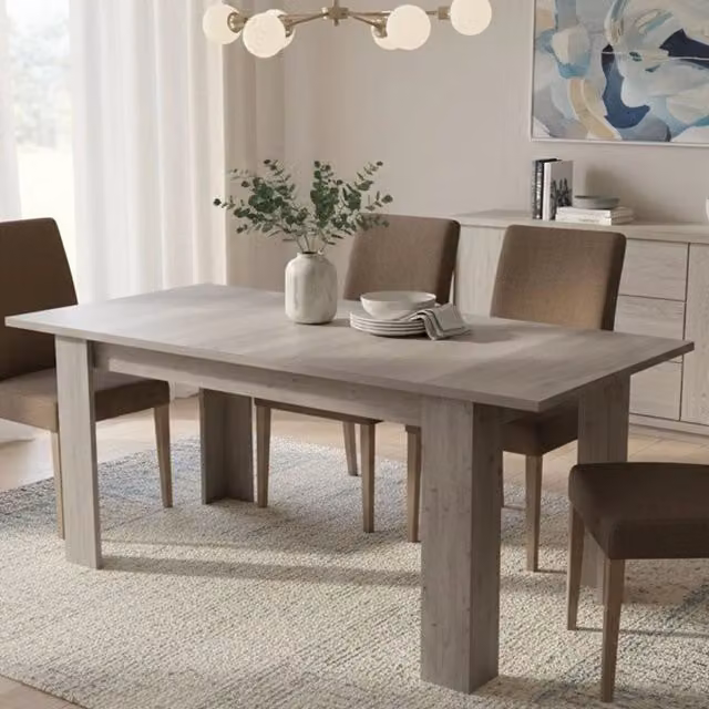 Tavolo da pranzo estensibile DMORA moderno in legno e metallo, colore rovere, L: 160 cm, P: 88 cm, H: 75 cm – 1