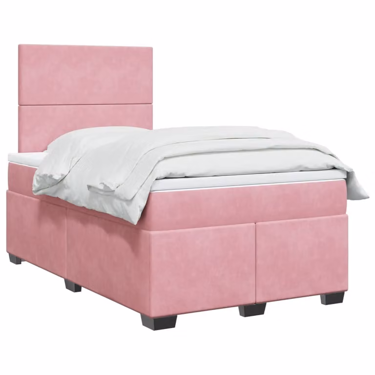 Letto Ibrido vidaXL in Velluto Rosa e Bianco con Materasso, L/P/H: 120 x 200 cm