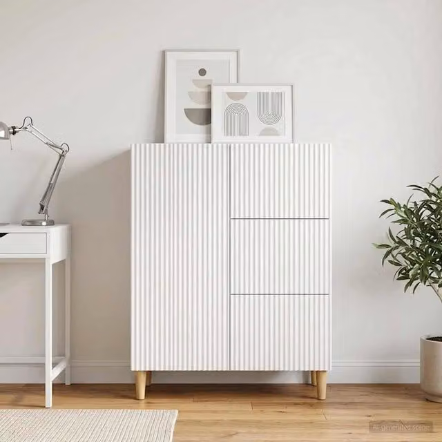 Credenza moderna vidaXL in legno MDF bianco L 66 cm, P 34,5 cm, H 90 cm