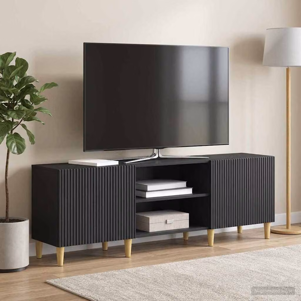 Mobile TV vidaXL Nero in Legno Ingegnerizzato con Ripiani Media L: 150 cm, P: 31 cm, H: 50 cm