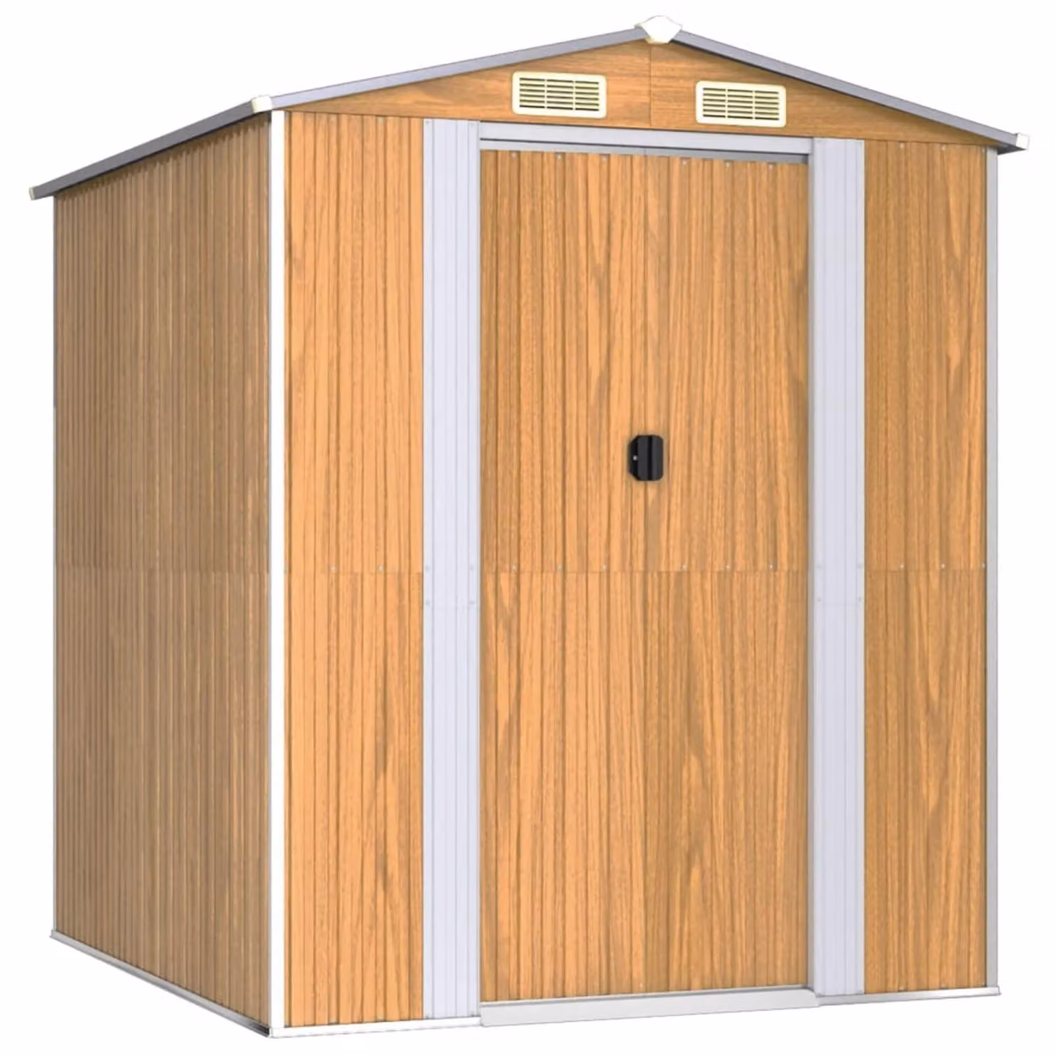 Capanno per attrezzi in metallo - Casetta da giardino - Marrone chiaro - 192x191x223 cm - Acciaio zincato - Mobiletto da giardino per balcone e terrazza