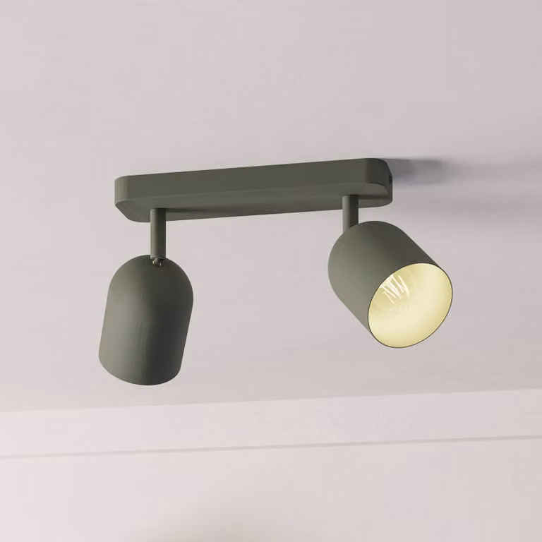 EGLO Faretto da soffitto Tilston, verde scuro, lunghezza 28 cm, a 2 luci, acciaio dimmerabile, Verde, Soggiorno / Sala da pranzo, Metallo, Downlight