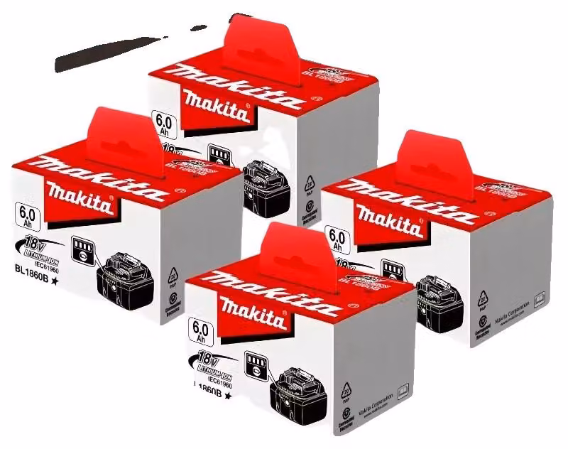 Batterie ricaricabili, capacità 6000mAh, display LED, confezione da 4 pezzi, compatibili con Makita 6A