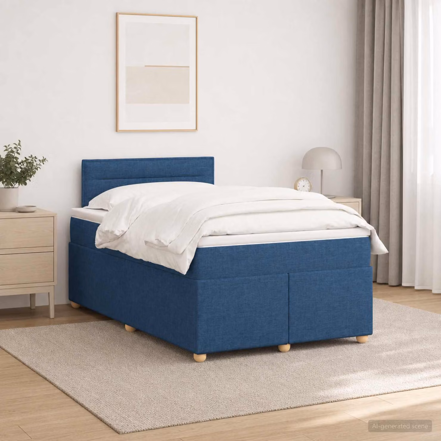 Maison Exclusive - Letto boxspring con materasso e testiera blu 120 x 200 cm Tessuto
