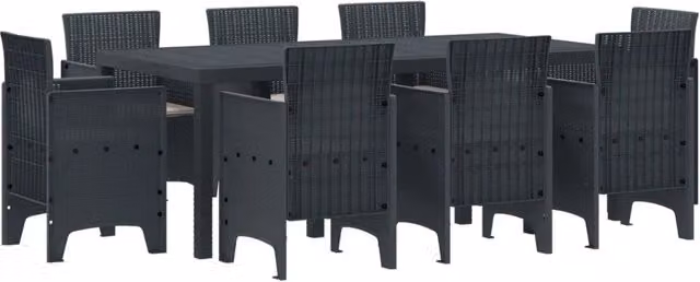 Set da Pranzo per Giardino 9 pz Antracite Polipropilene 3378573