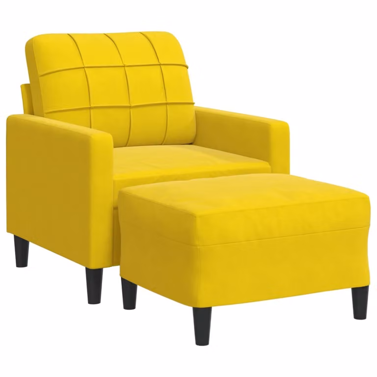 Poltrona con Poggiapiedi Giallo 60 cm in Velluto