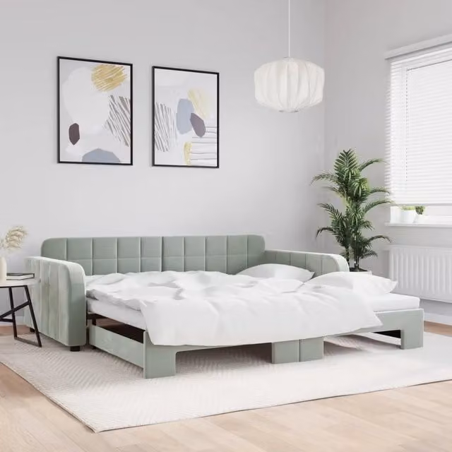 Divano Letto Moderno vidaXL Grigio per Soggiorno e Camera da Letto – 1