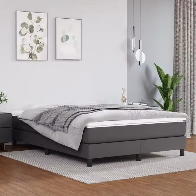 Materasso Ibrido a Molle Insacchettate vidaXL, Rivestimento in Similpelle Grigio e Bianco, L: 140 cm, P: 200 cm, H: 20 cm