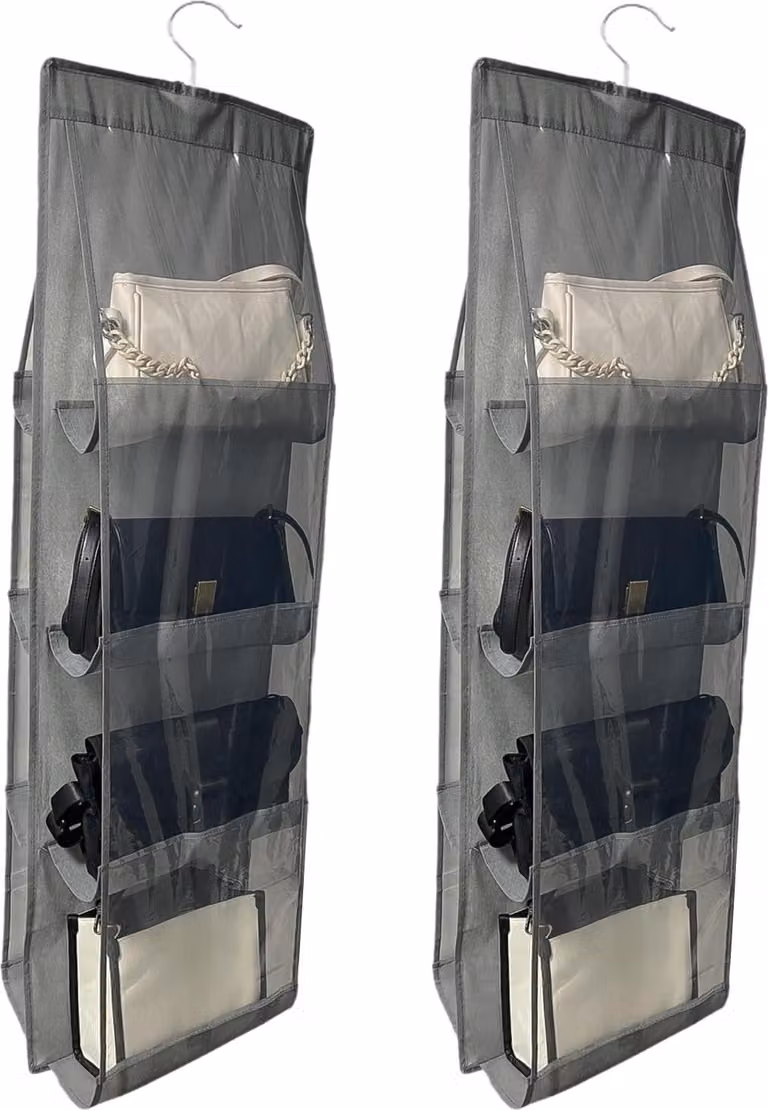 Versatile organizer da borsa sospeso con 8 tasche e scomparti trasparenti Grigio