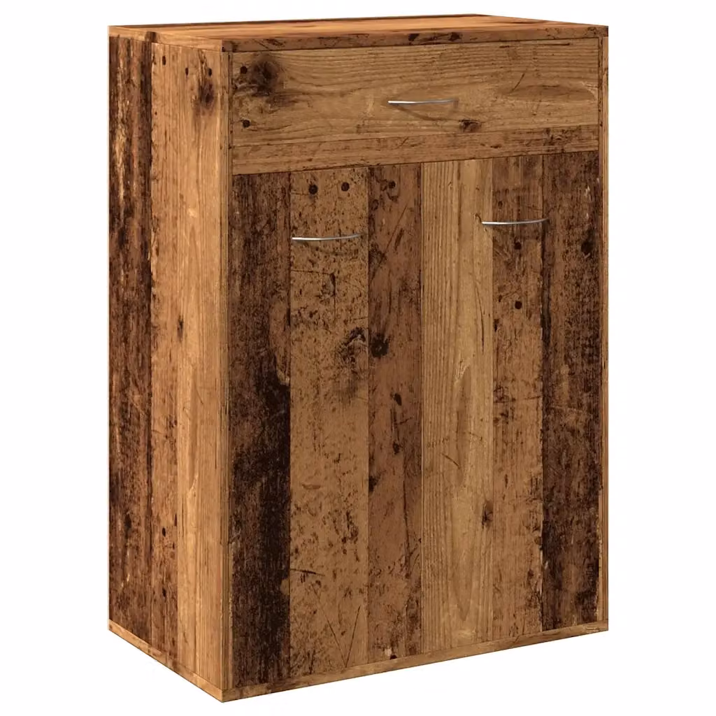 Scarpiera a parete Design Mania in stile rustico marrone con ante e ripiani in legno e MDF L: 60 cm, P: 35 cm, H: 84 cm – 2