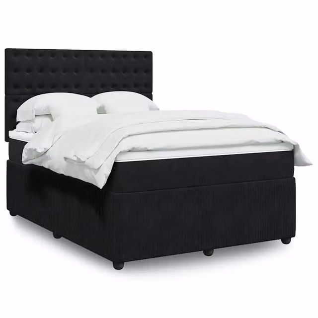 Letto Ibrido con Materasso in Velluto Nero vidaXL L/P: 140 x 200 cm