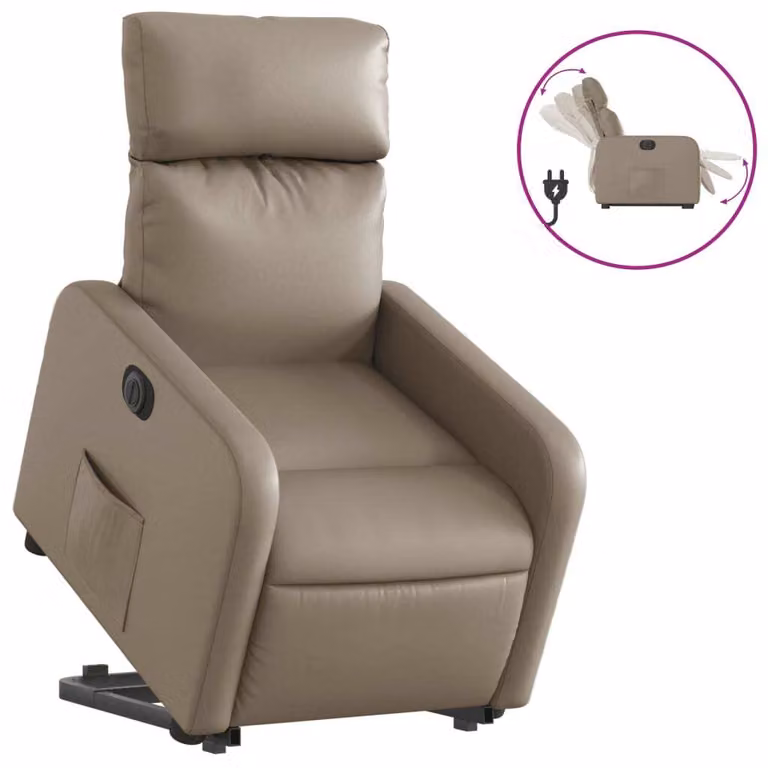Poltrona Alzapersona Reclinante Elettrica Cappuccino Pelle finta