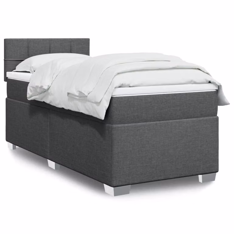 vidaXL Letto Ibrido con Giroletto a Molle e Materasso in Tessuto Grigio e Bianco, L/P/H: 80 x 200 cm