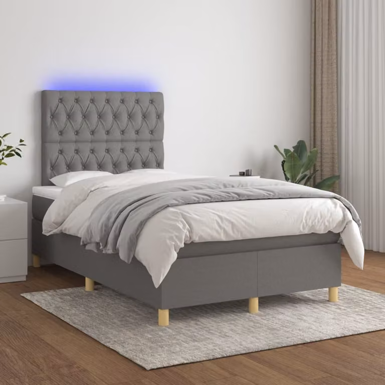 Maison Exclusive - Letto a Molle Materasso e LED Grigio Scuro 120x200cm in Tessuto