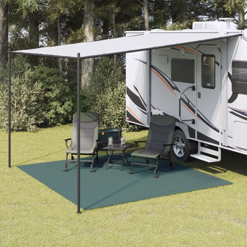 vidaXL Tappeto da tenda verde in poliestere e PVC, resistente ai raggi UV e antiscivolo, 300 x 300 cm