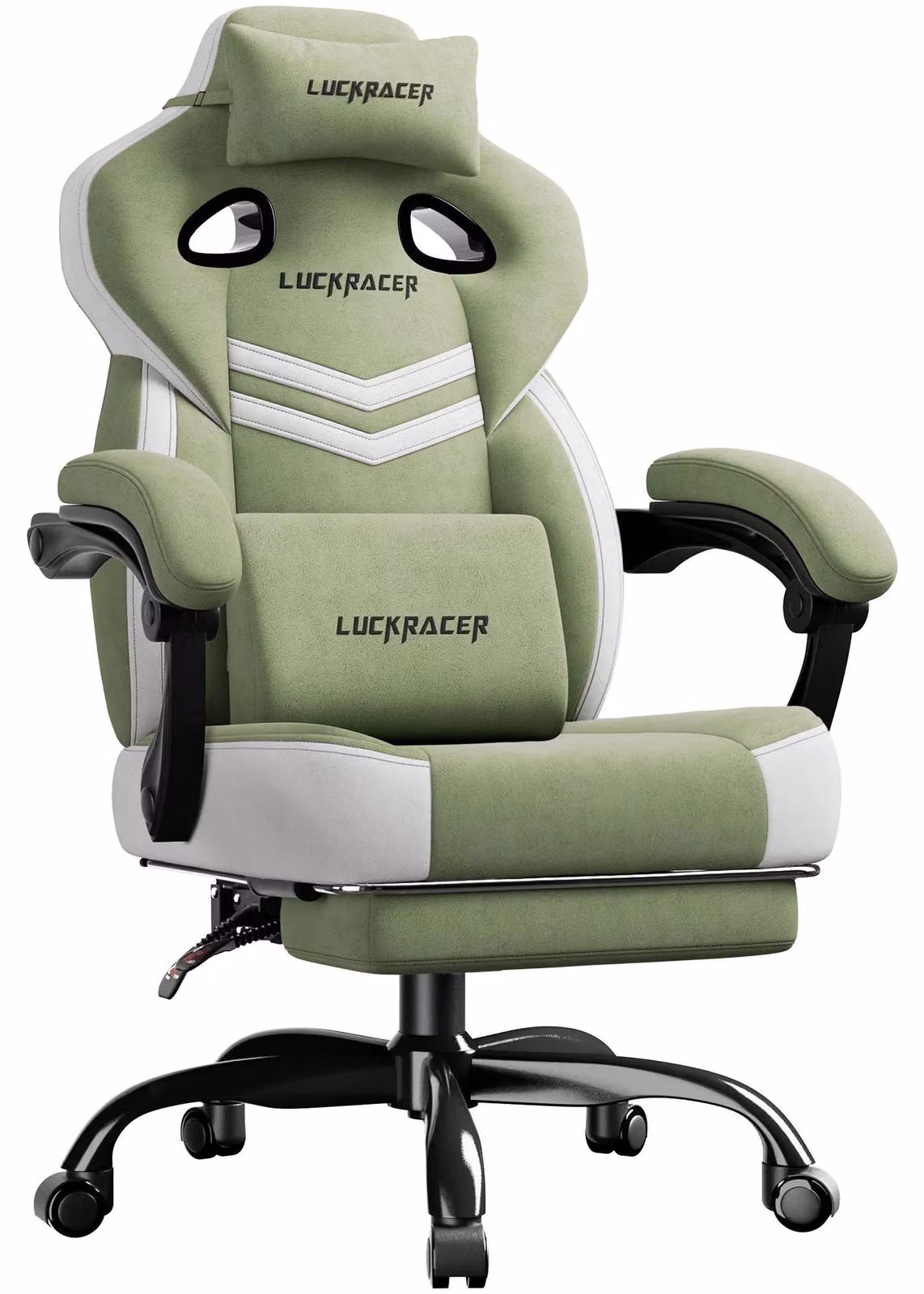 Sedia da gaming e sedia da ufficio - LR408 - Ergonomica, con seduta in memory foam, inclinazione regolabile da 90° a 155°, poggiapiedi, regolabile in altezza, rivestita in tessuto blu navy