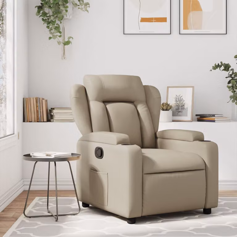 Poltrona Reclinabile Relax vidaXL in Similpelle Beige e Marrone con Braccioli e Reclinazione Manuale
