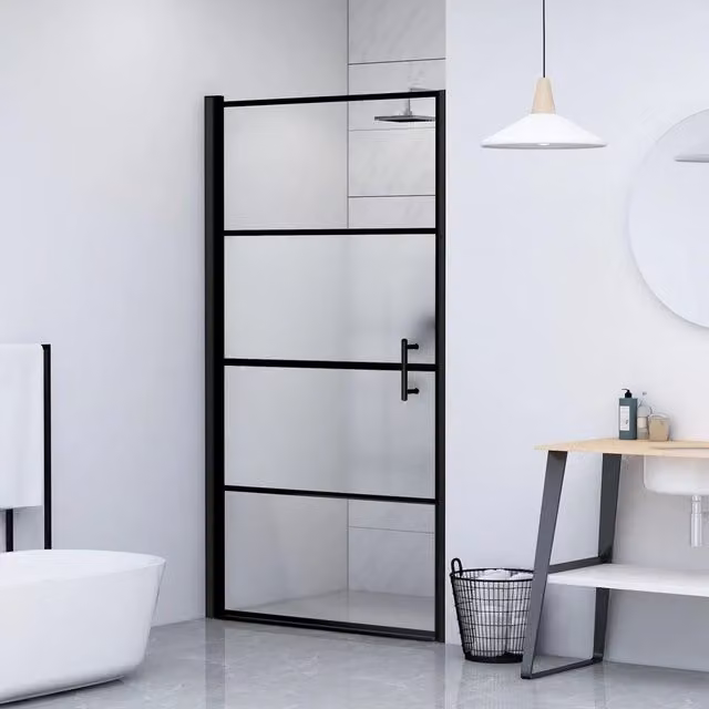 Parete Doccia vidaXL in Vetro Temperato Semi Smerigliato Nero L: 100 cm, H: 178 cm