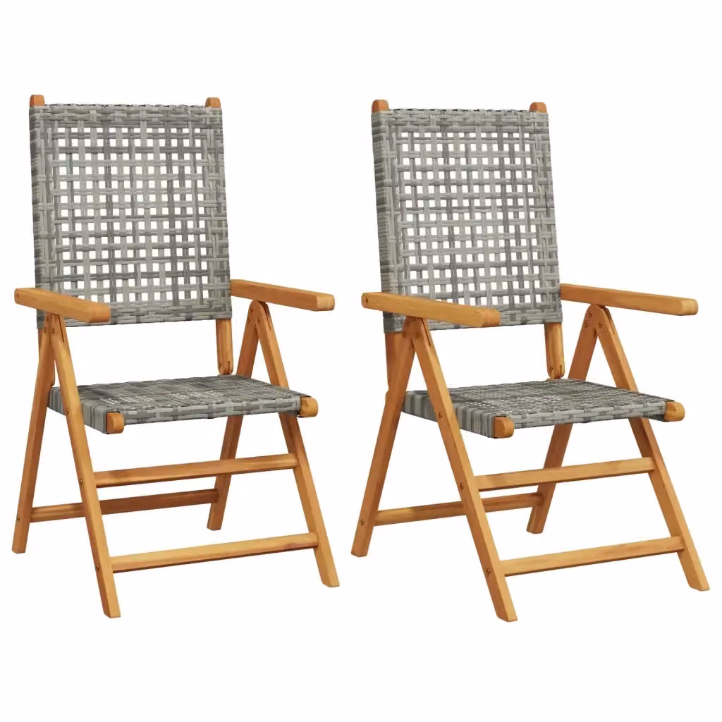 Set di 2 sedie pieghevoli vidaXL in legno di acacia e polyrattan grigio con braccioli – 2