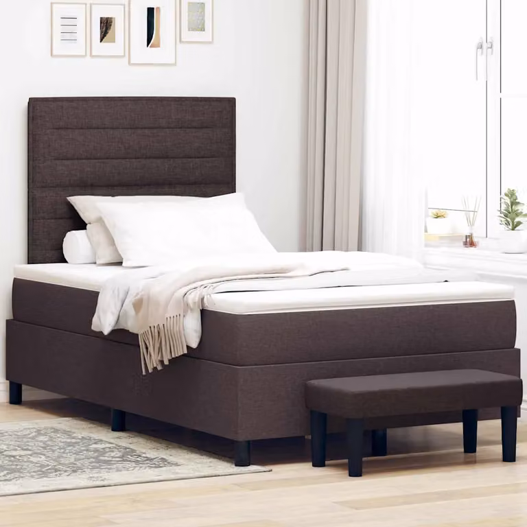 Letto ibrido con molle a sacchetto e testiera vidaXL, Marrone, L 120 x P 200 cm