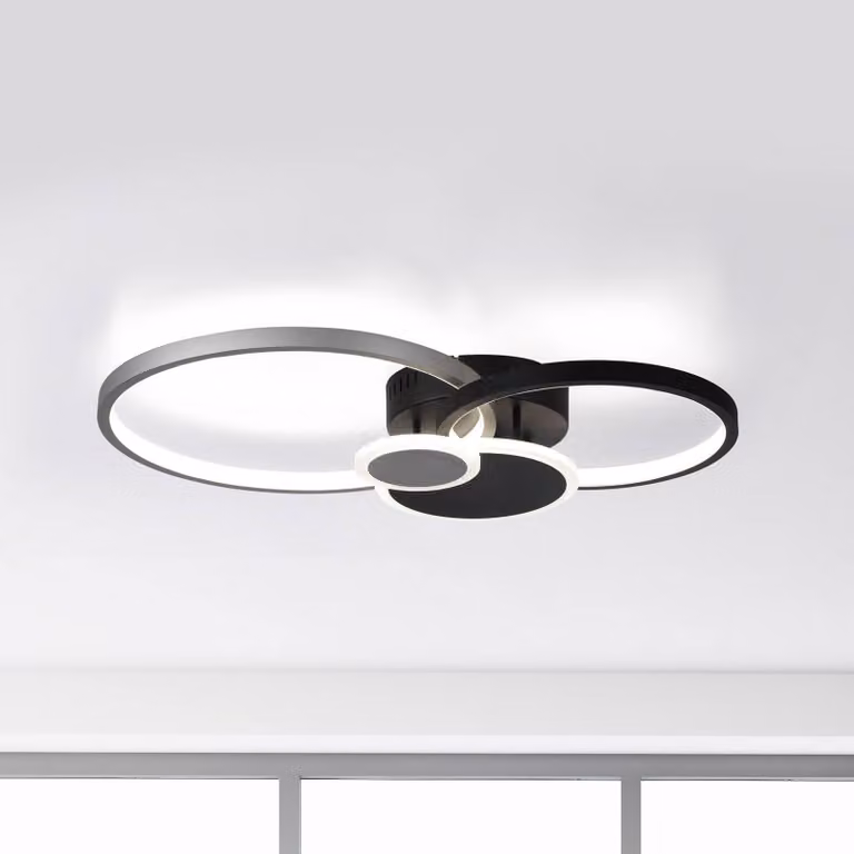 JUST LIGHT. GmbH Plafoniera a LED Papilon, Nero, Soggiorno / Sala da pranzo, Alluminio, Moderno, Plafoniera LED