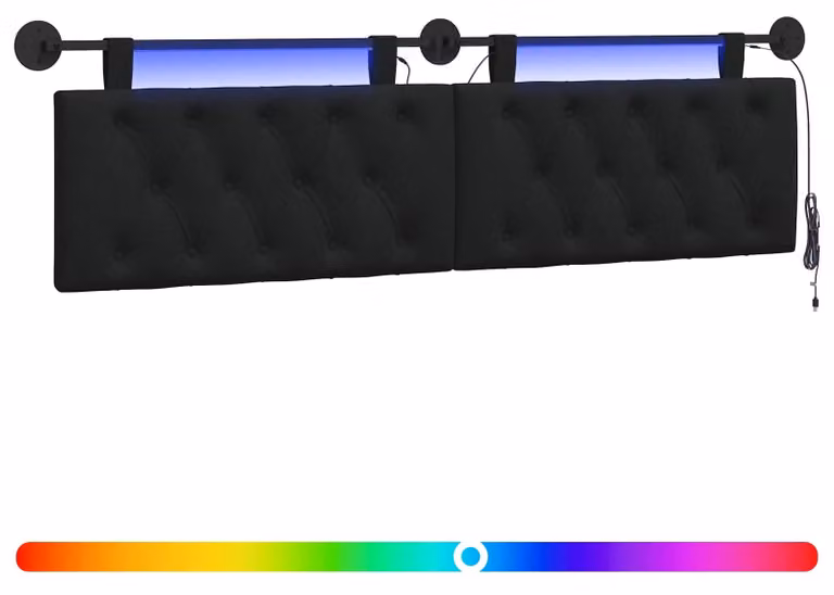 Testiera sospesa Con luce LED Nero Tessuto